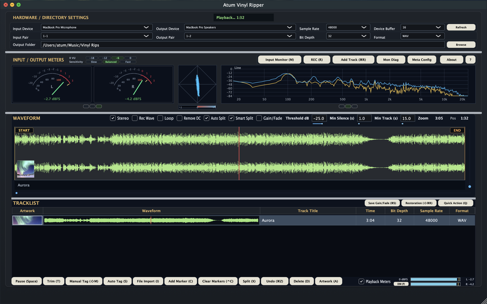 Atum Vinyl Ripper main workspace screenshot